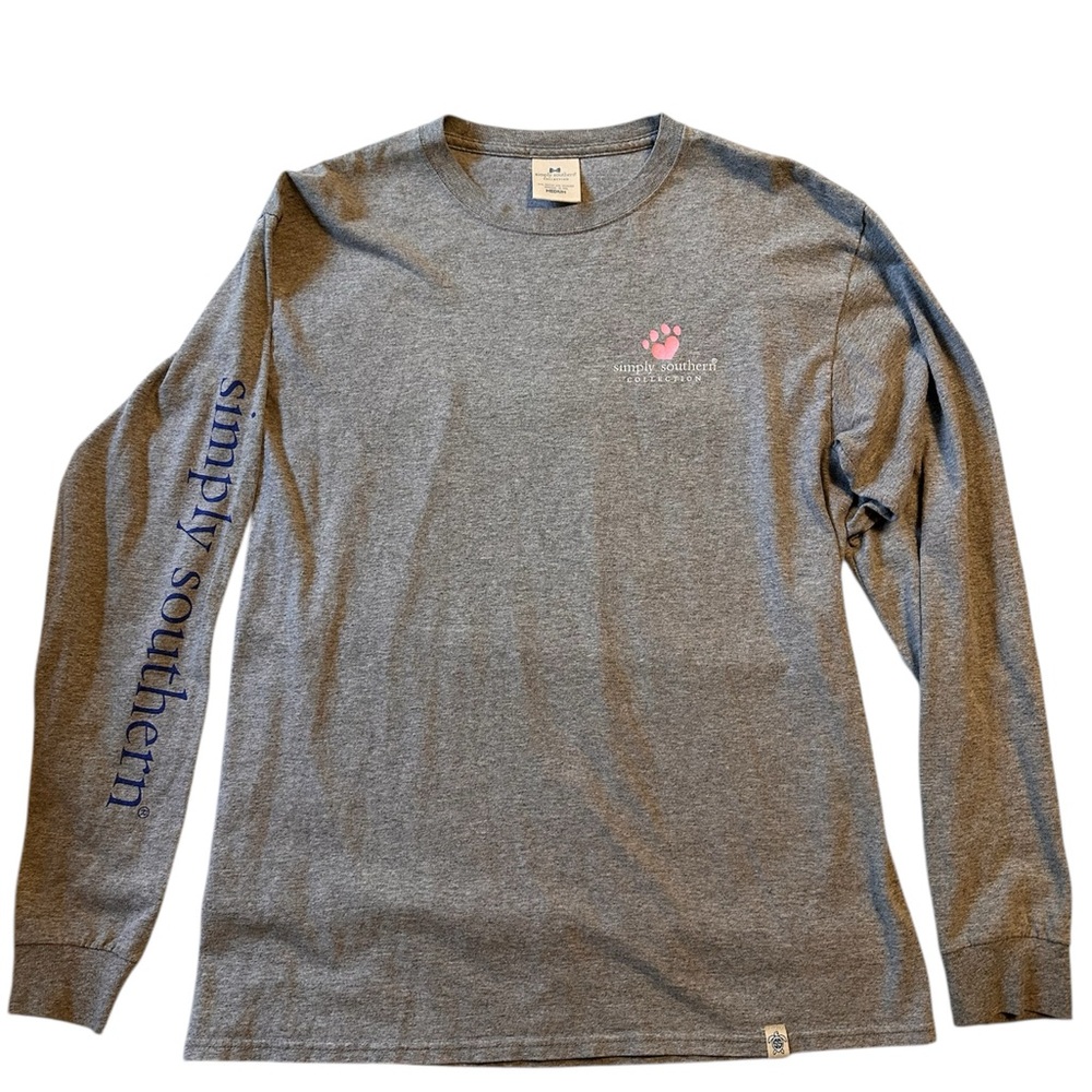 Simply Southern Gray Shirt with Pink Detail